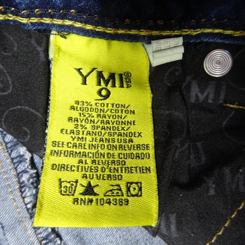 YMI Wannabettabutt Jean Shorts Size 9 Distressed Cotton Stretch Raw Hem Grunge - Picture 5 of 7